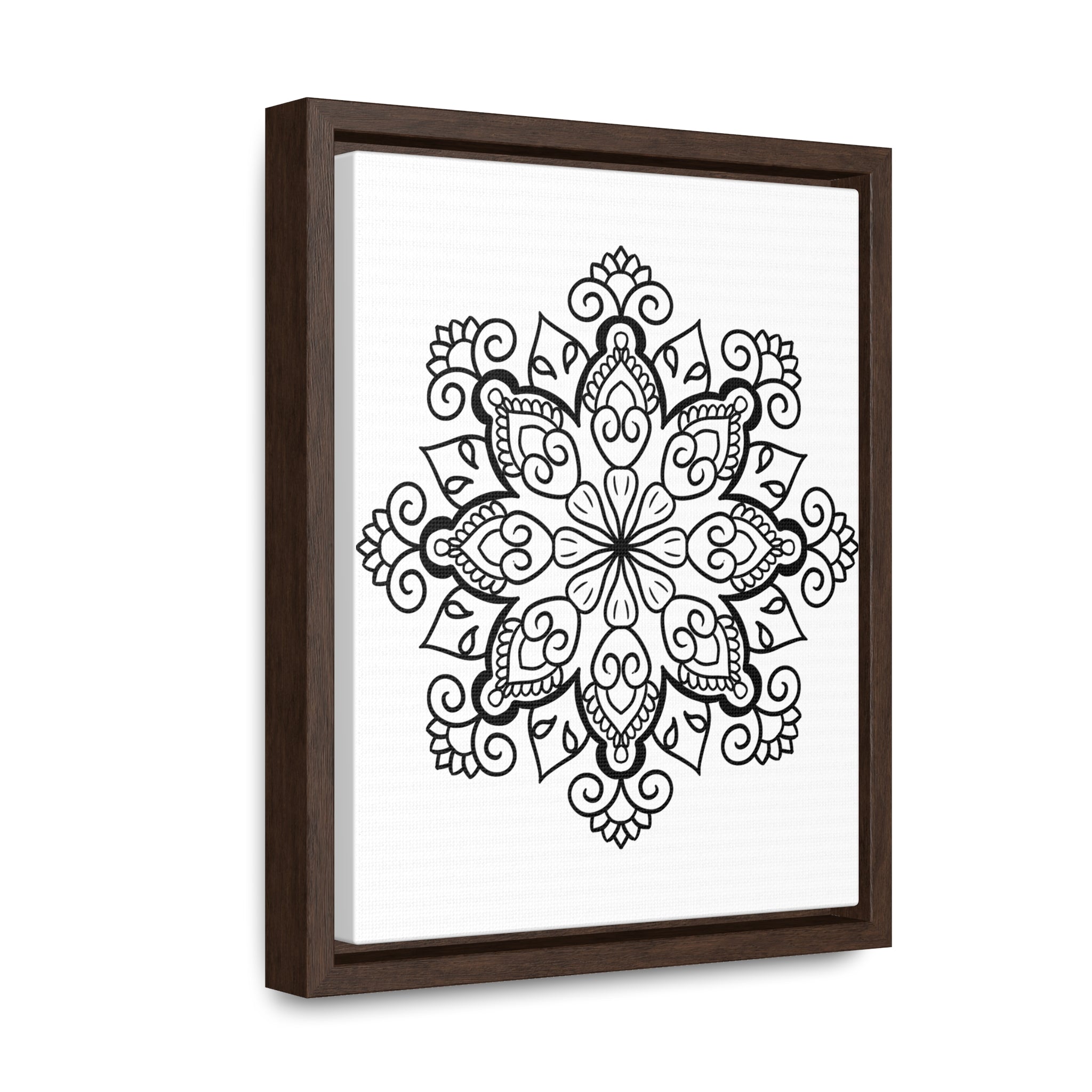 Mandala Handmade Art - Black & White Wall Art - Gallery Canvas Wraps, Vertical Frame 26