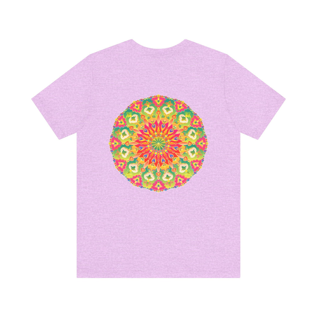 Vibrant mandala T-shirt featuring intricate spiritual design for peace and harmony