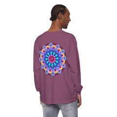 Colorful and intricate mandala design long sleeve t-shirt for a vibrant look