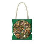 Boho Mandala Tote Bag — Green Floral Pattern AOP Shopper