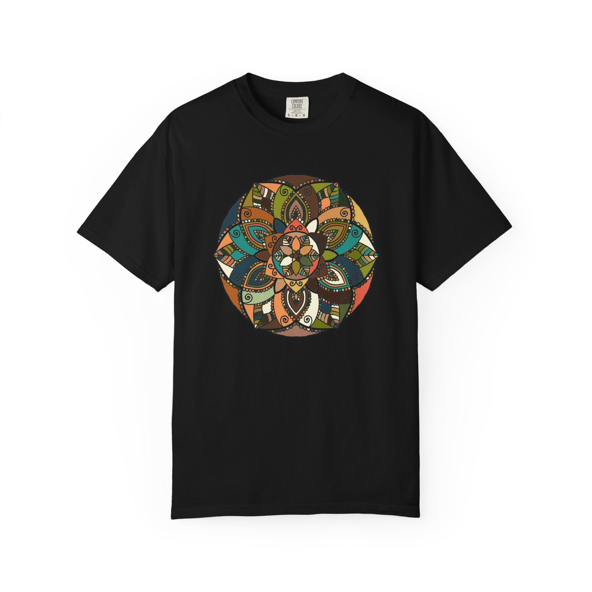 Mandala Earth Flora T-Shirt — Earthy Tones Geometric Art Tee