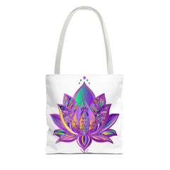 Colorful Mandala Lotus Tote Bag with intricate design and spacious interior