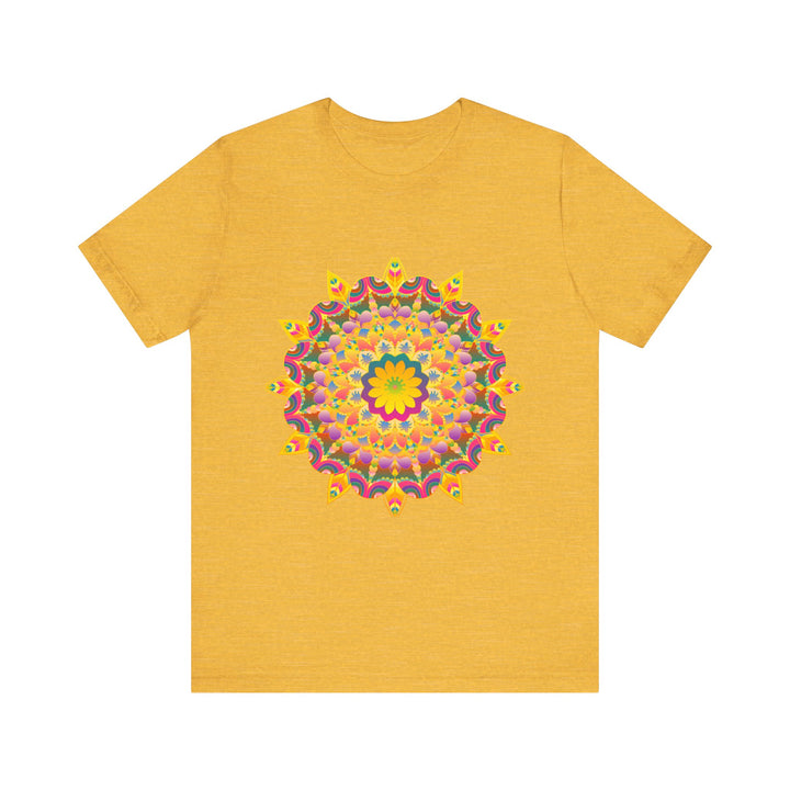 Vibrant mandala t-shirt showcasing colorful and spiritual art design on fabric