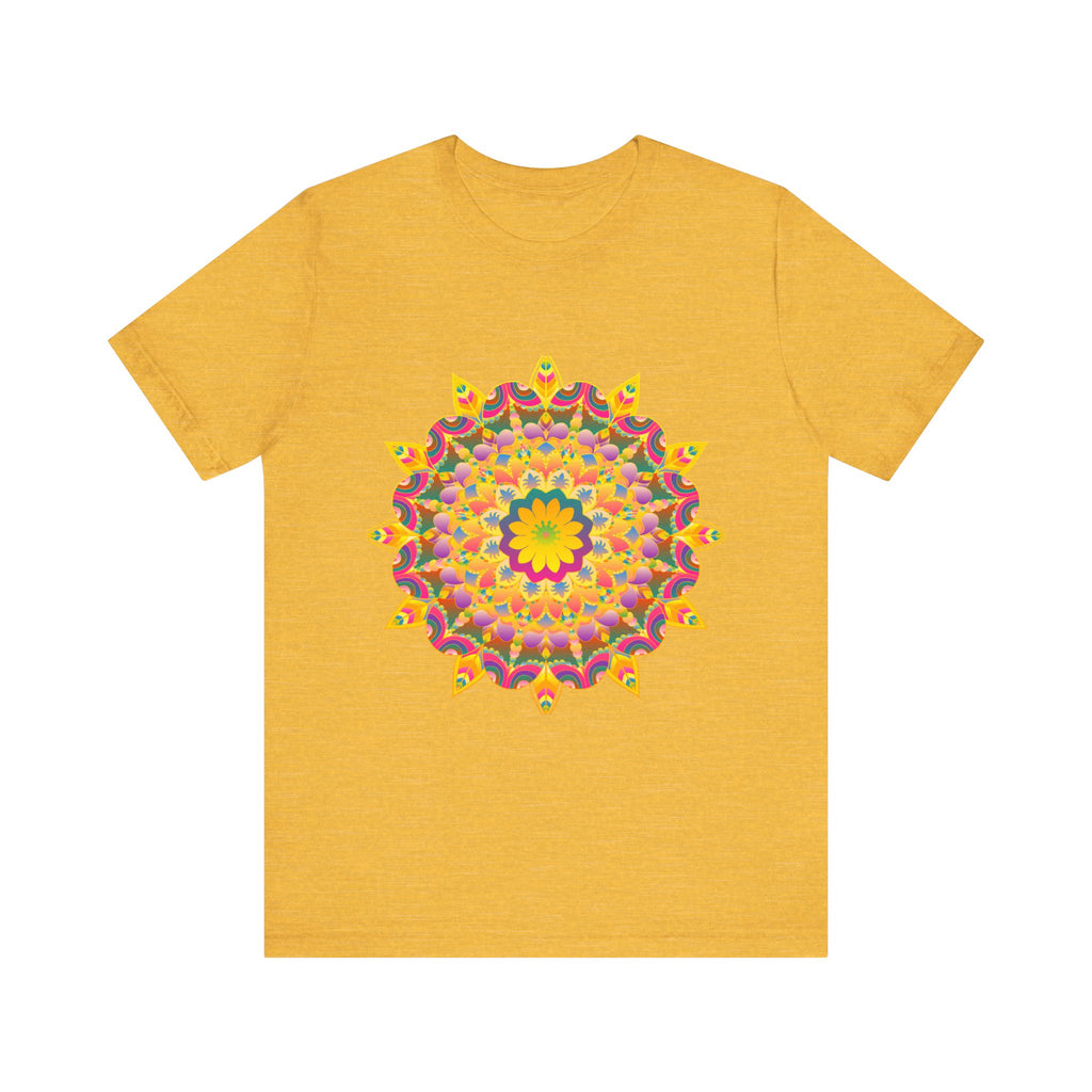 Vibrant mandala t-shirt showcasing colorful and spiritual art design on fabric