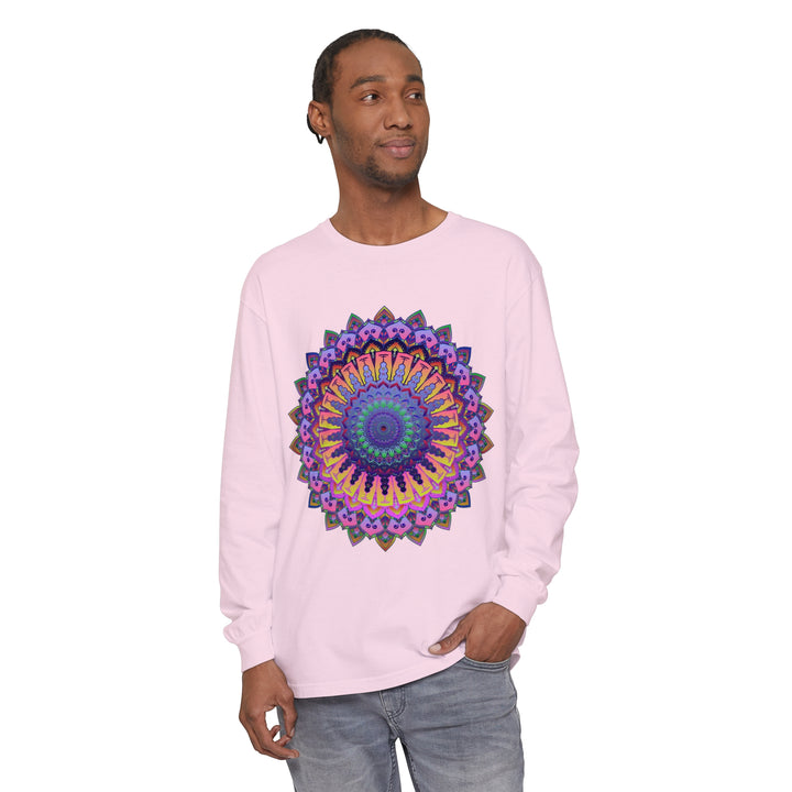 Intricate Mandala Unisex Long Sleeve T-Shirt featuring a stunning, detailed mandala design