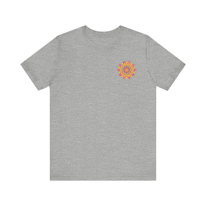 Vibrant and colorful Mandala Tee with intricate design, representing spiritual peace and harmony, perfect for meditation and yoga practice