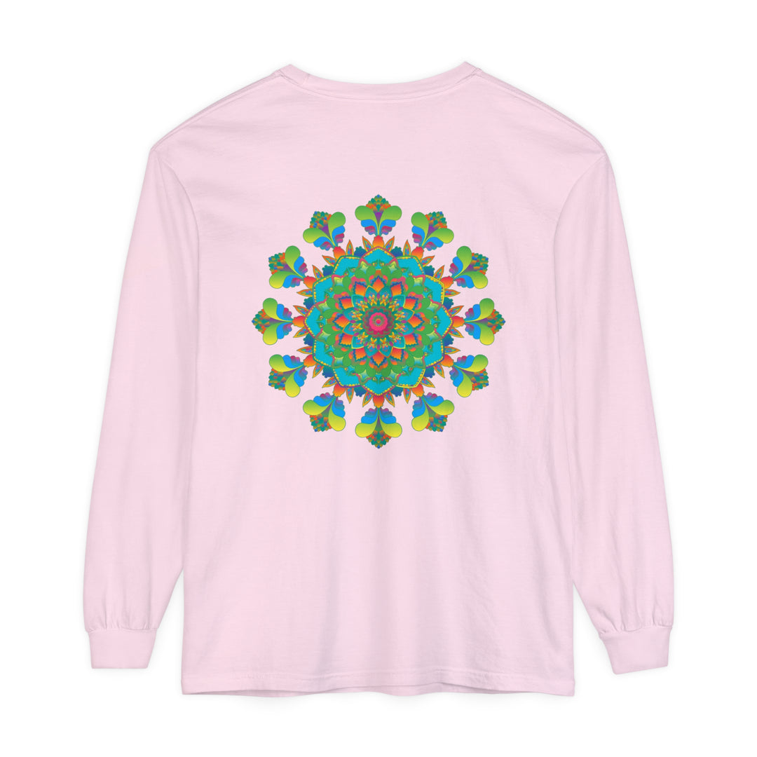 Colorful and mesmerizing long sleeve tie dye t-shirt with psychedelic mandala design