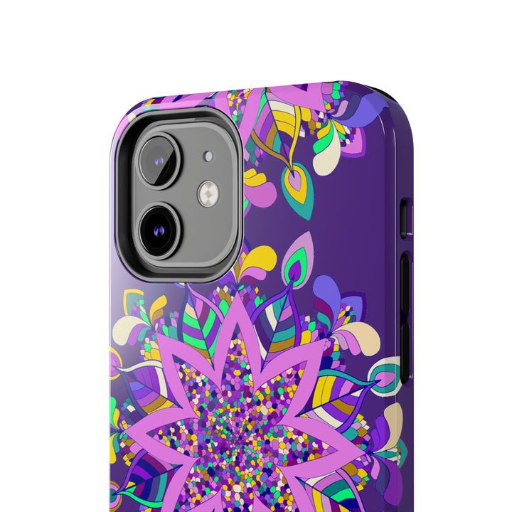 Hand drawn purple mandala art phone case for iPhone X/XS