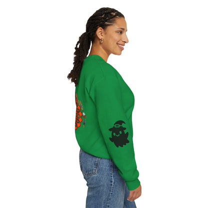 Halloween-themed unisex heavy blend crewneck sweatshirt featuring adorable ghosts