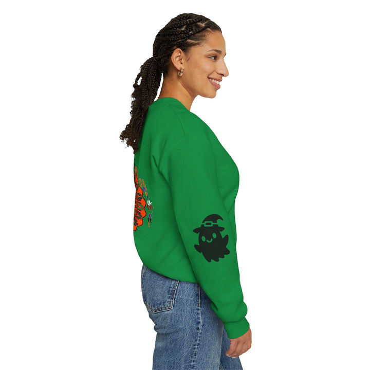 Halloween-themed unisex heavy blend crewneck sweatshirt featuring adorable ghosts