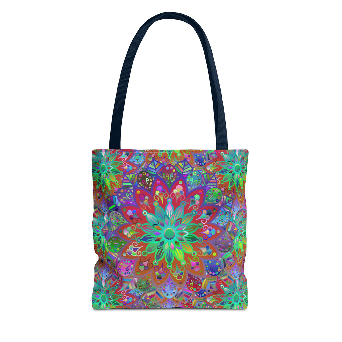 Psychedelic Mandala Tote Bag — Colorful Boho All-Over Print Tote