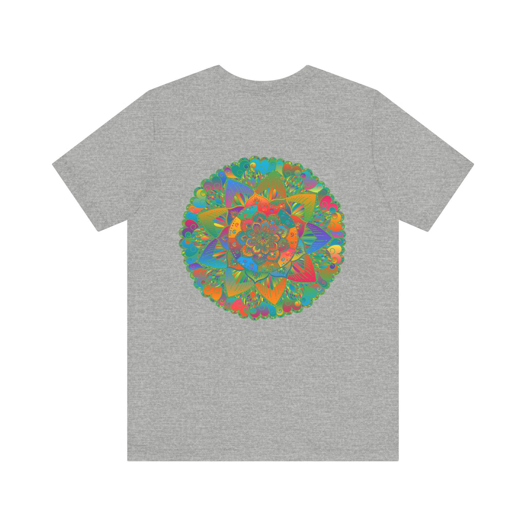 A colorful mandala design T-shirt, symbolizing spiritual peace and harmony