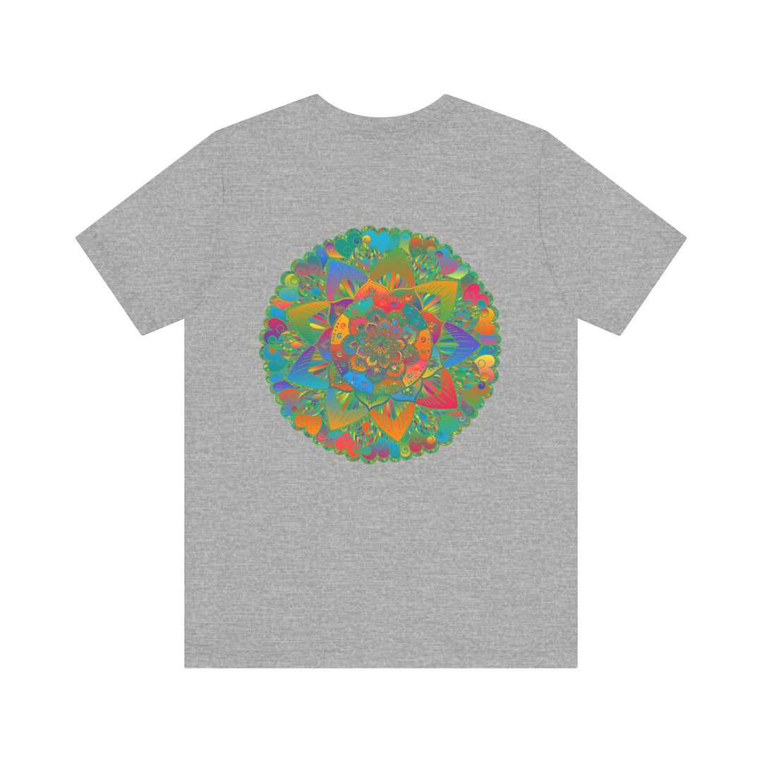 A colorful mandala design T-shirt, symbolizing spiritual peace and harmony