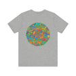 A colorful mandala design T-shirt, symbolizing spiritual peace and harmony