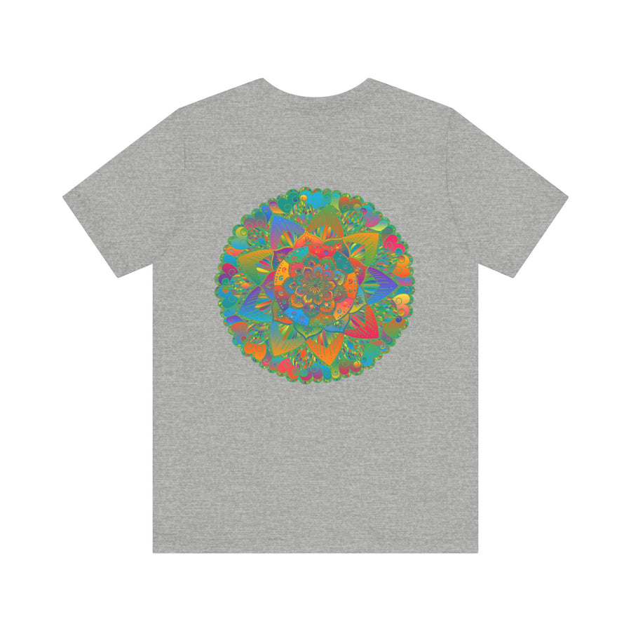 A colorful mandala design T-shirt, symbolizing spiritual peace and harmony