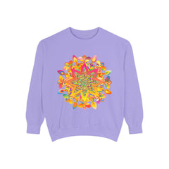Colorful bohemian Mandala Sweatshirt with intricate geometric designs and vibrant patterns