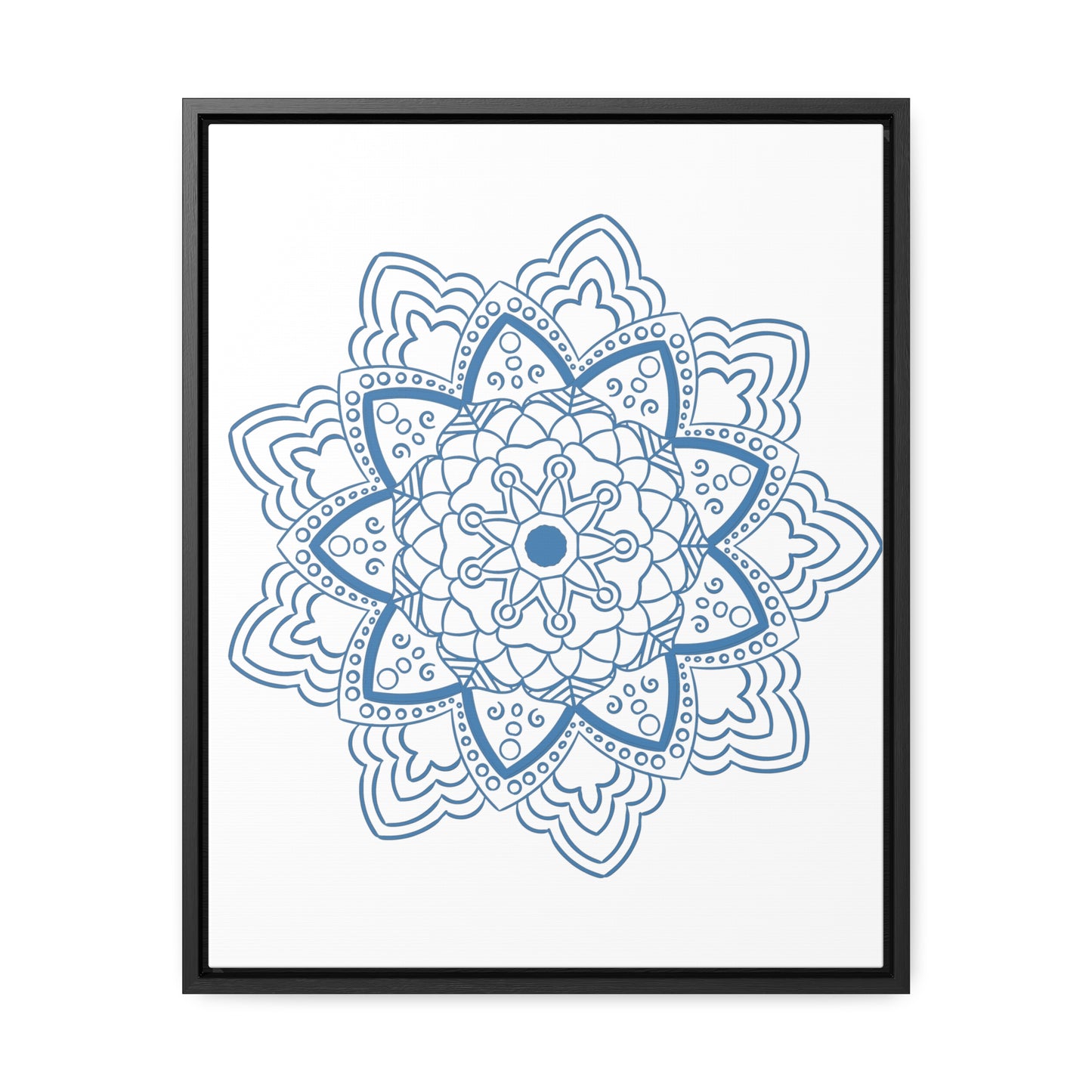 Handmade steel blue mandala design wall art on gallery canvas wraps