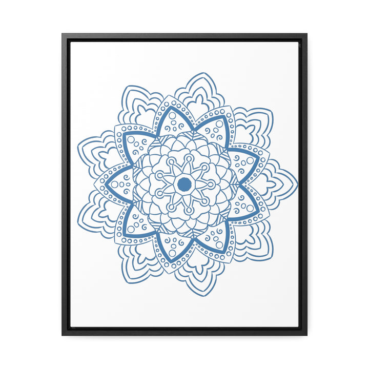 Handmade steel blue mandala design wall art on gallery canvas wraps