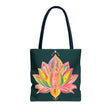 Colorful Mandala Lotus Tote Bag with intricate floral design and vibrant colors