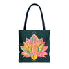 Colorful Mandala Lotus Tote Bag with intricate floral design and vibrant colors