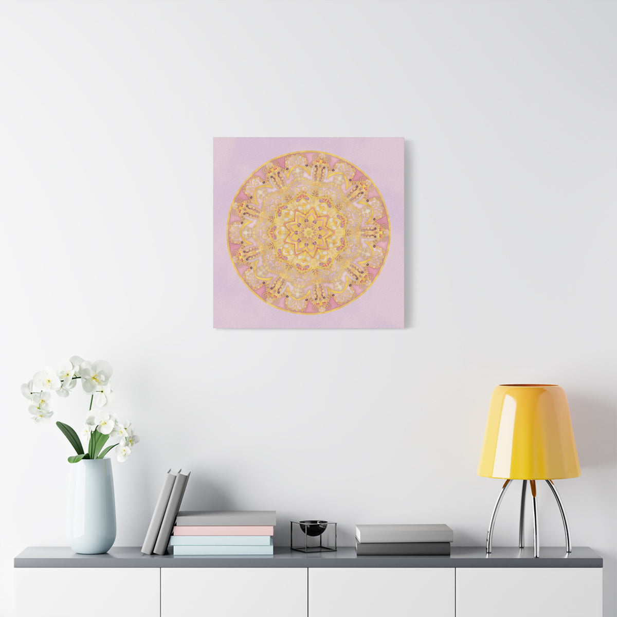 Pink and Gold Mandala Matte Canvas Wall Art