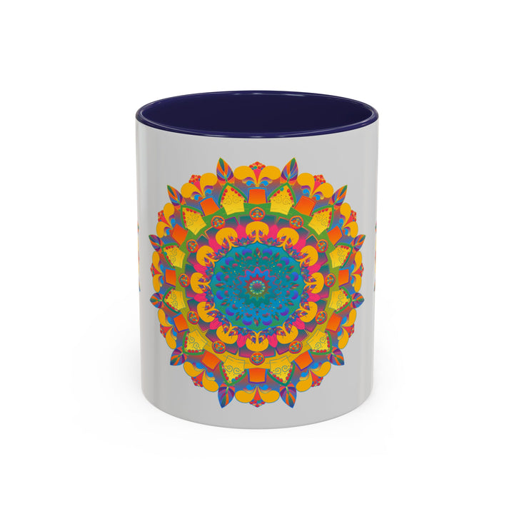 Colorful ceramic mug with a mandala art floral design, perfect for tea and coffee lovers