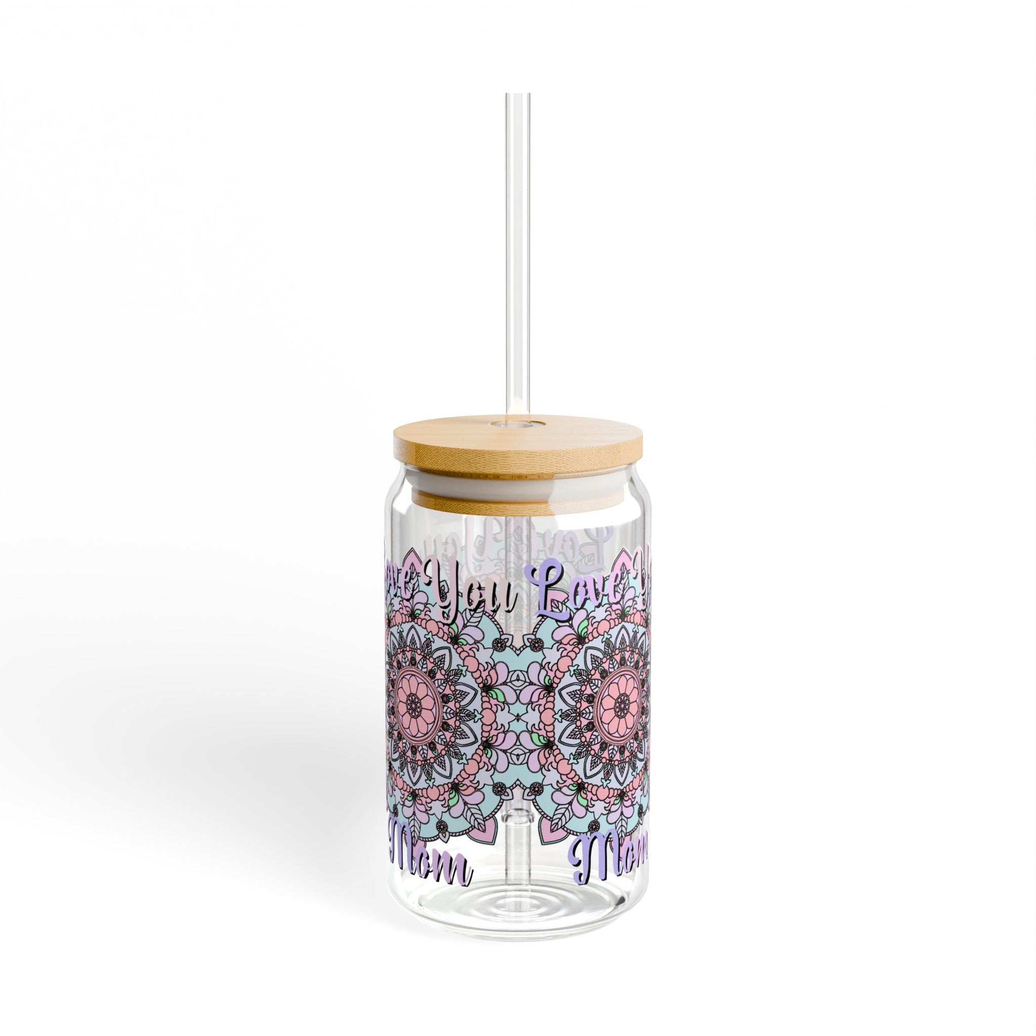 Bicchiere con beccuccio ispirato al mandala per la mamma con elegante motivo floreale