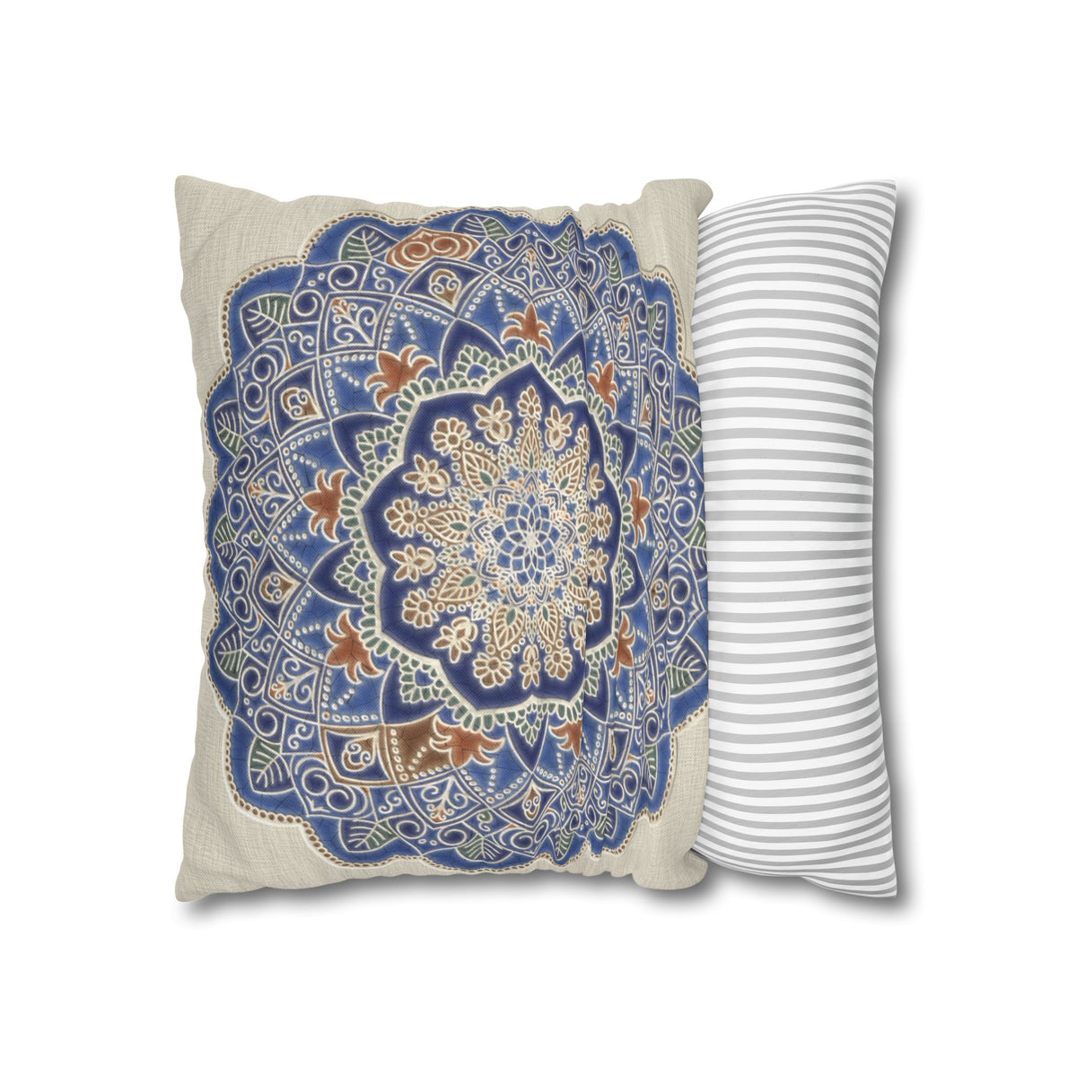 Federe quadrate Mandala blu