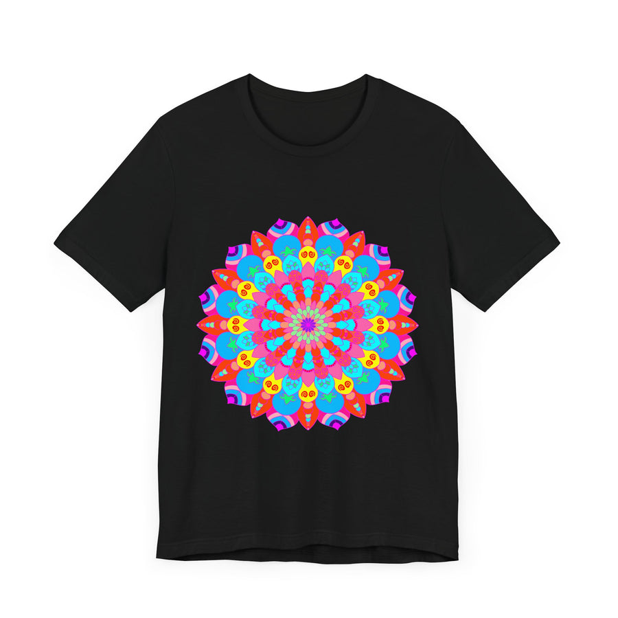 A vibrant and intricately designed Colorful Mandala T-Shirt featuring psychedelic art