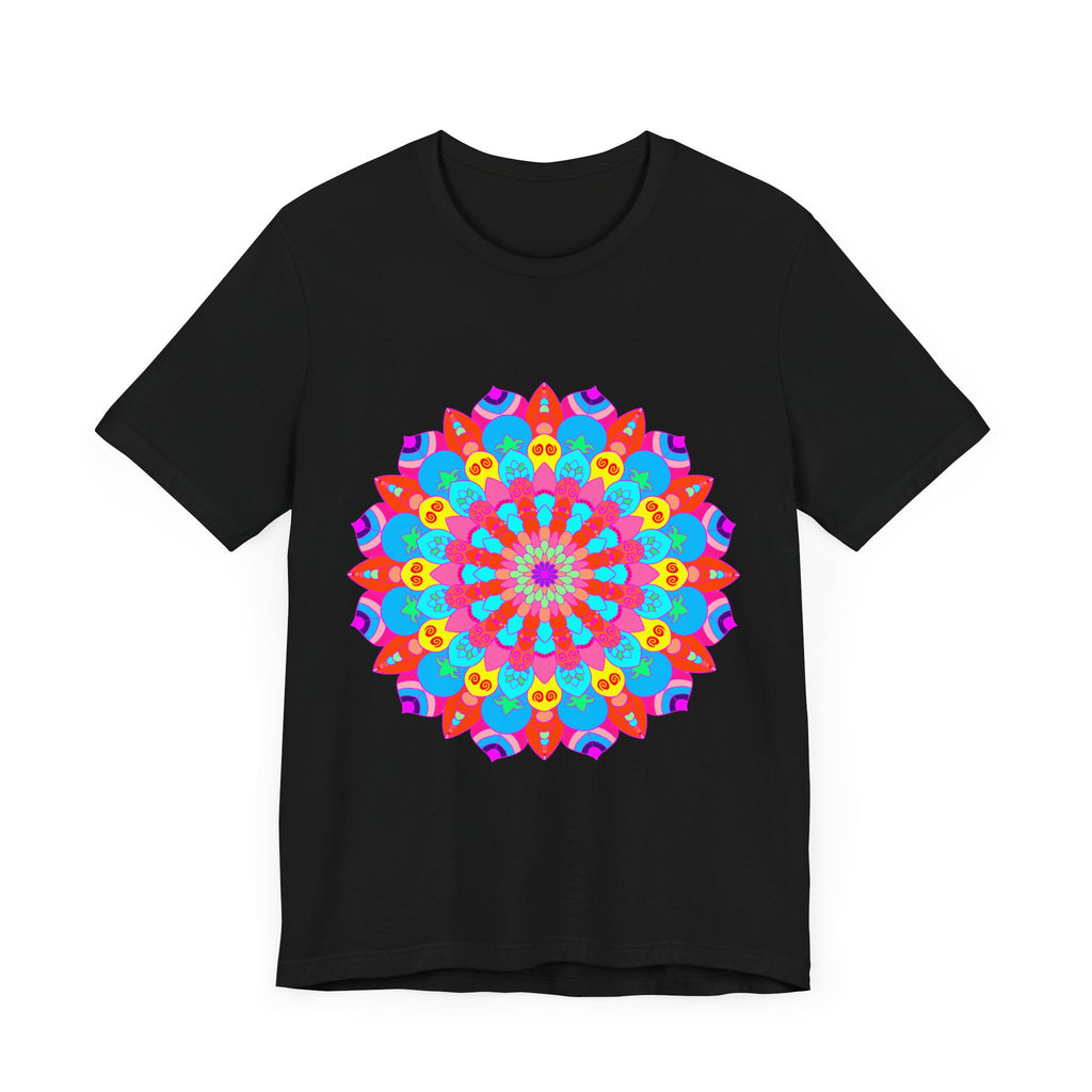 A vibrant and intricately designed Colorful Mandala T-Shirt featuring psychedelic art