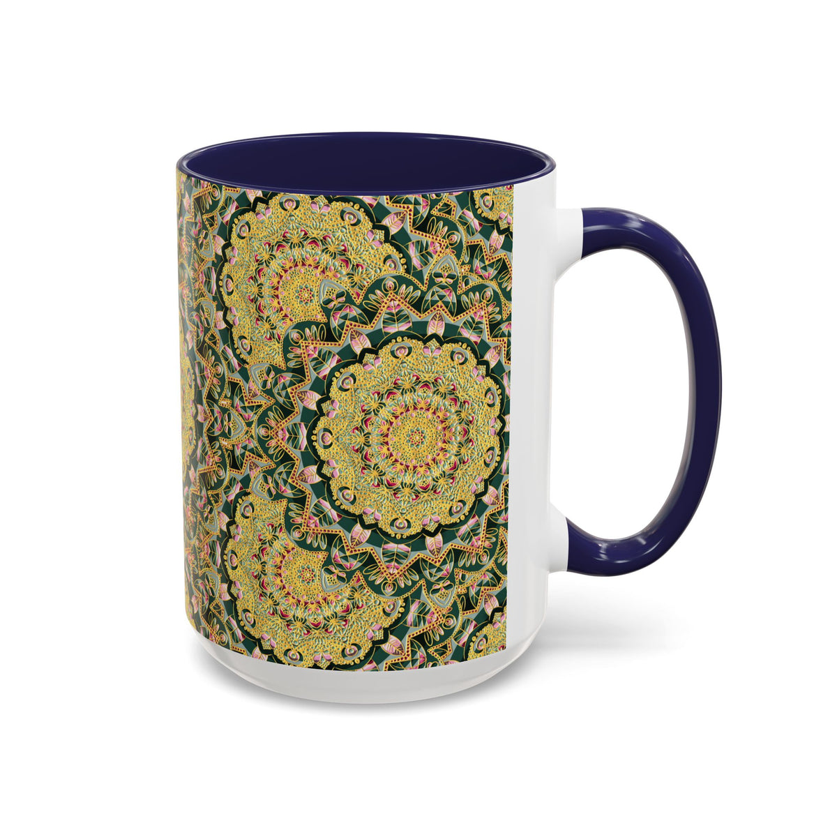 Mandala Floral Coffee Mug – Bohemian Botanical Ceramic Cup
