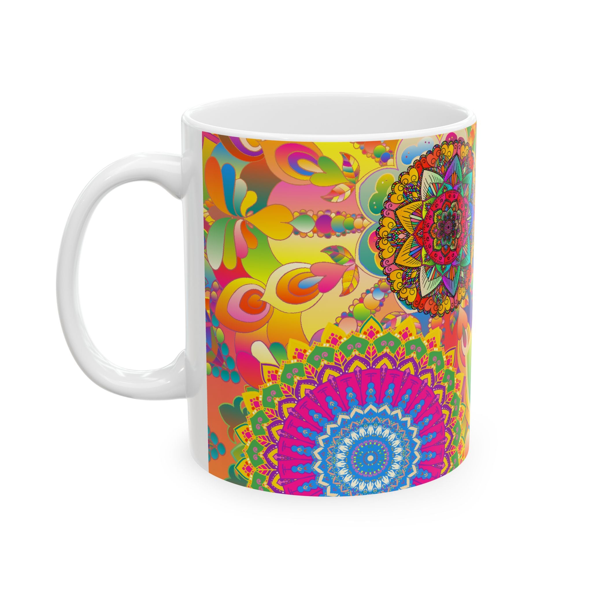 Psychedelic Floral Mandala Ceramic Mug