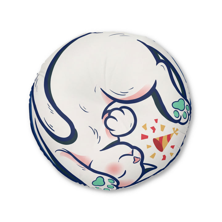 Cozy New Year Cat Floor Pillow — Cute Festive Cat Cushion