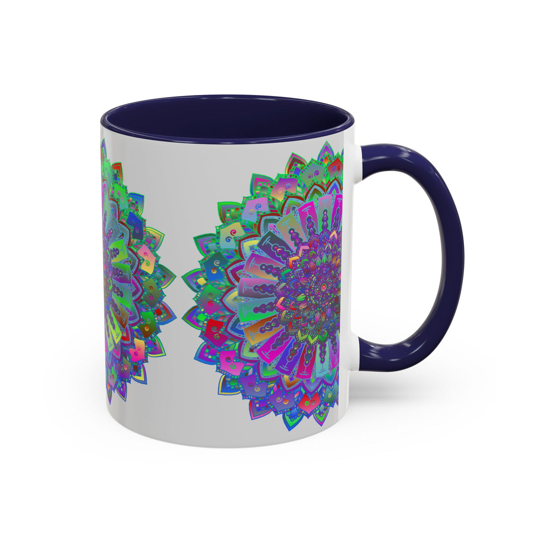 Colorful and intricate mandala art mug featuring vibrant and detailed design