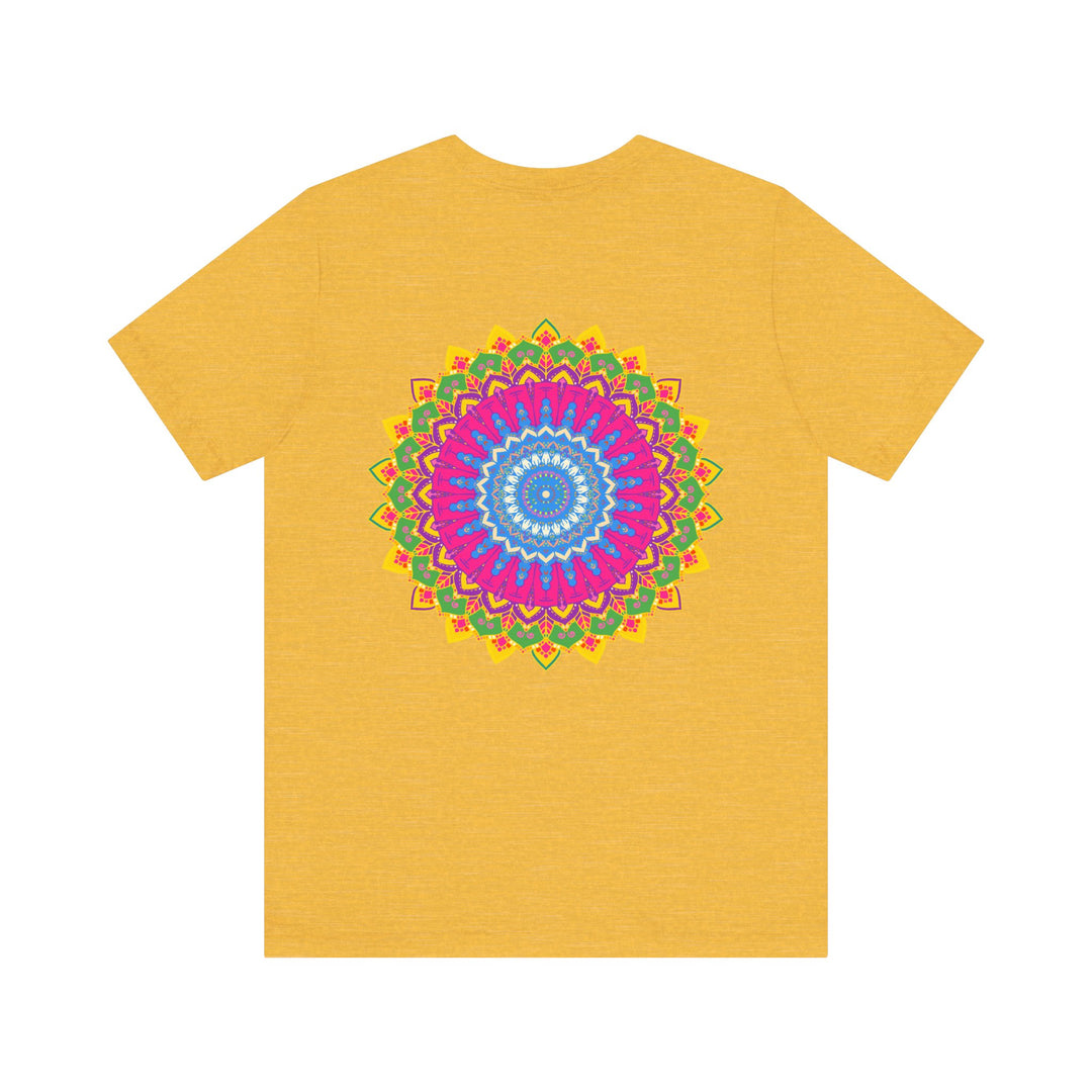 Colorful and intricate mandala design t-shirt promoting spiritual peace and harmony