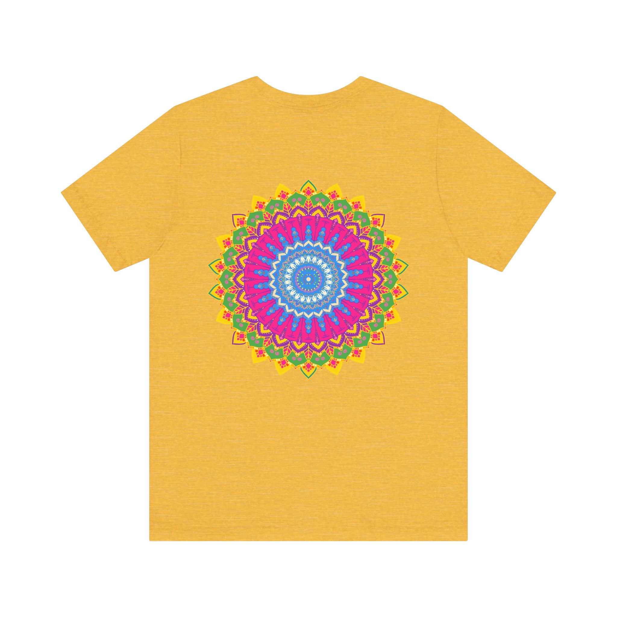 Colorful and intricate mandala design t-shirt promoting spiritual peace and harmony