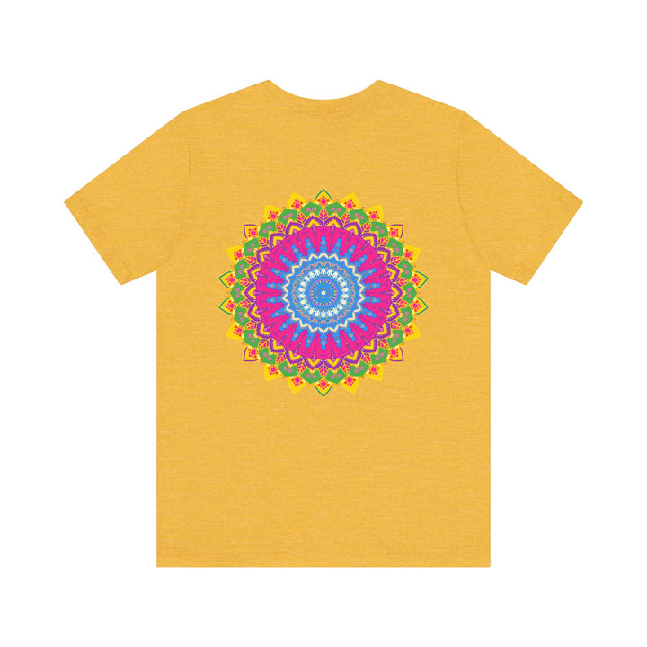 Colorful and intricate mandala design t-shirt promoting spiritual peace and harmony