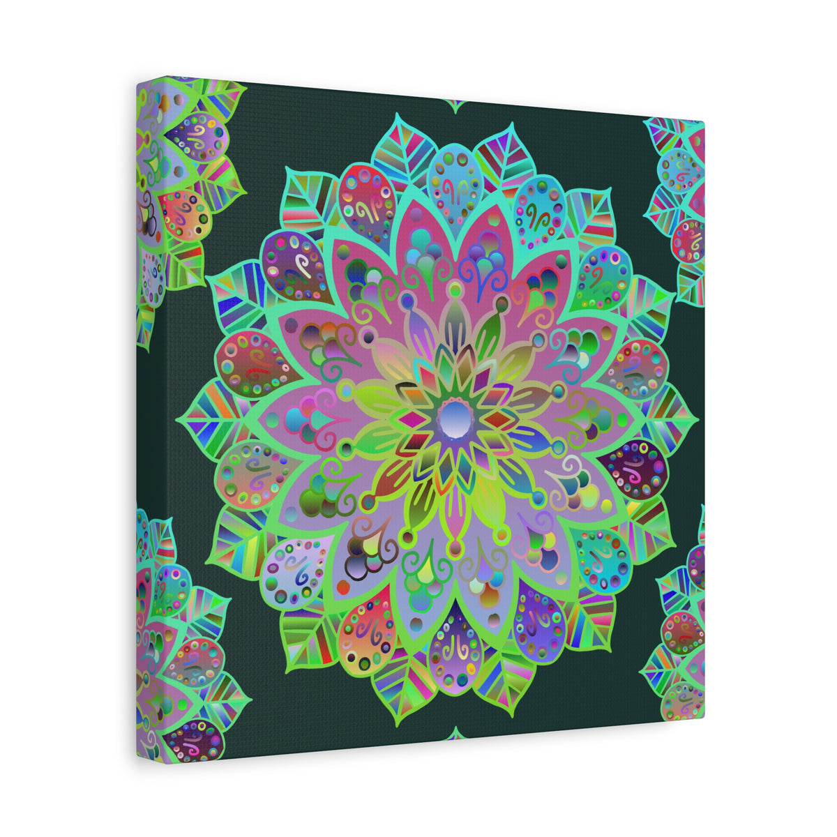 Vibrant Mandala Matte Canvas Wall Art — Colorful Floral Boho Stretched Print