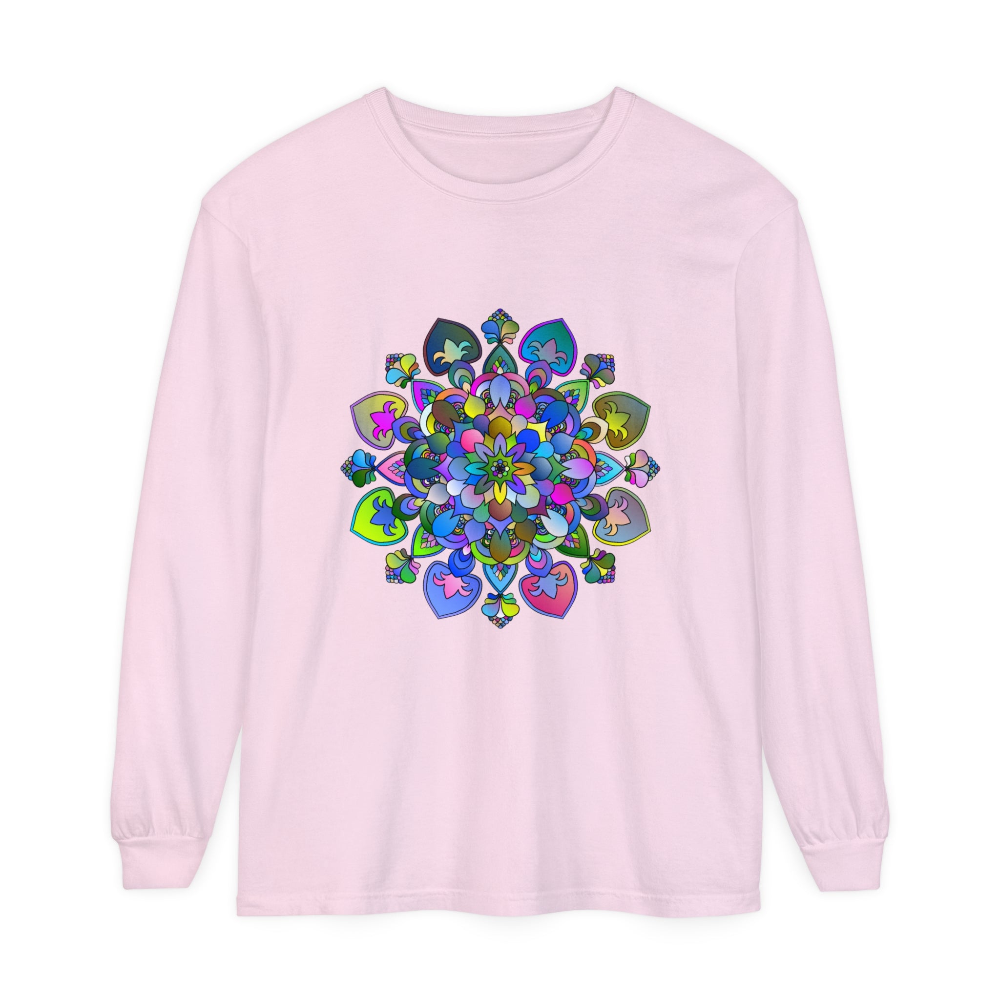 Colorful and intricate mandala design long sleeve t-shirt for women