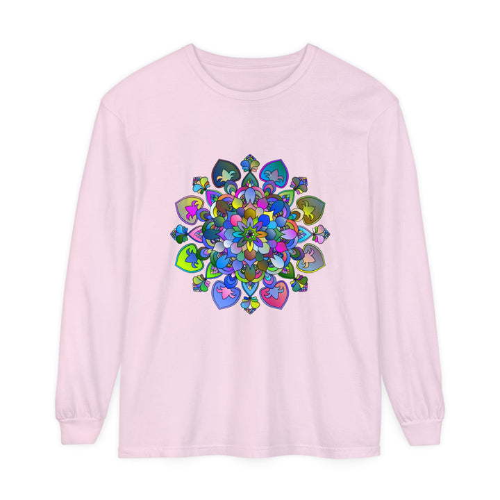 Colorful and intricate mandala design long sleeve t-shirt for women