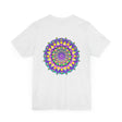 A beautiful, vibrant mandala tee with intricate design symbolizing spiritual peace and harmony for a peaceful and balanced lifestyle