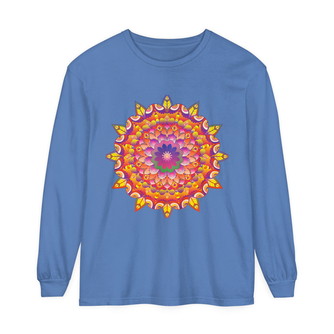 Colorful and intricate mandala design long sleeve t-shirt for all genders