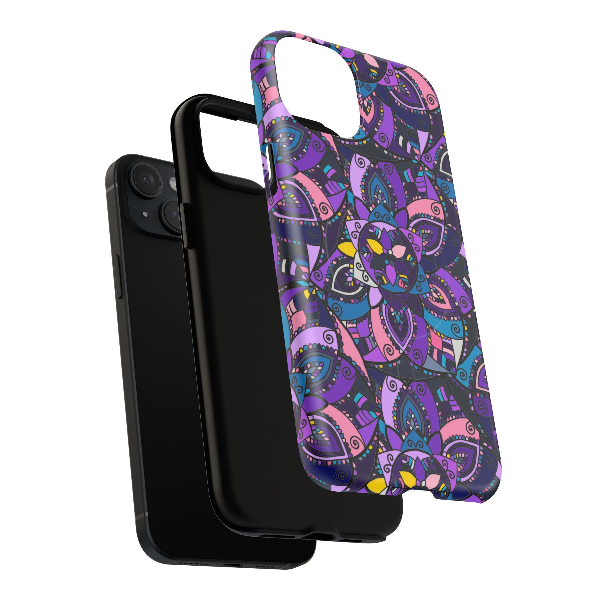 Magnetic Phone Case — Purple Mandala Floral Tough Case