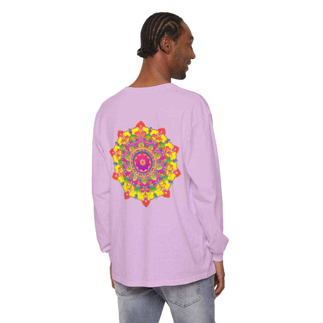 Colorful and intricate mandala design long sleeve t-shirt for women