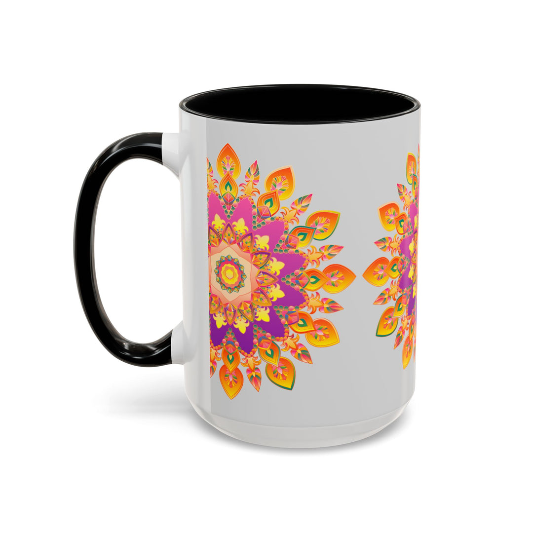 Lovely mandala art mug with colorful floral patterns and vibrant colors