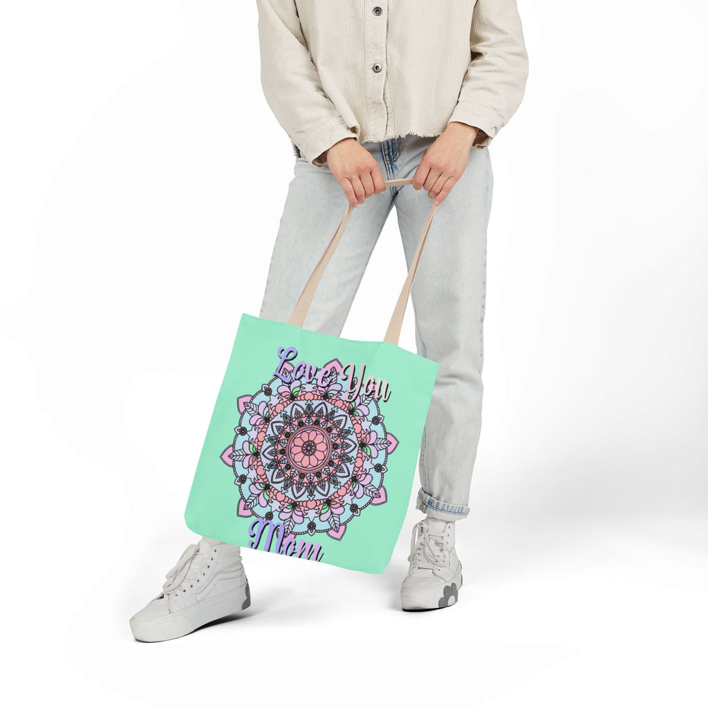 Mandala 'Love You Mom' Canvas Tote — Floral Mother's Day Gift Bag