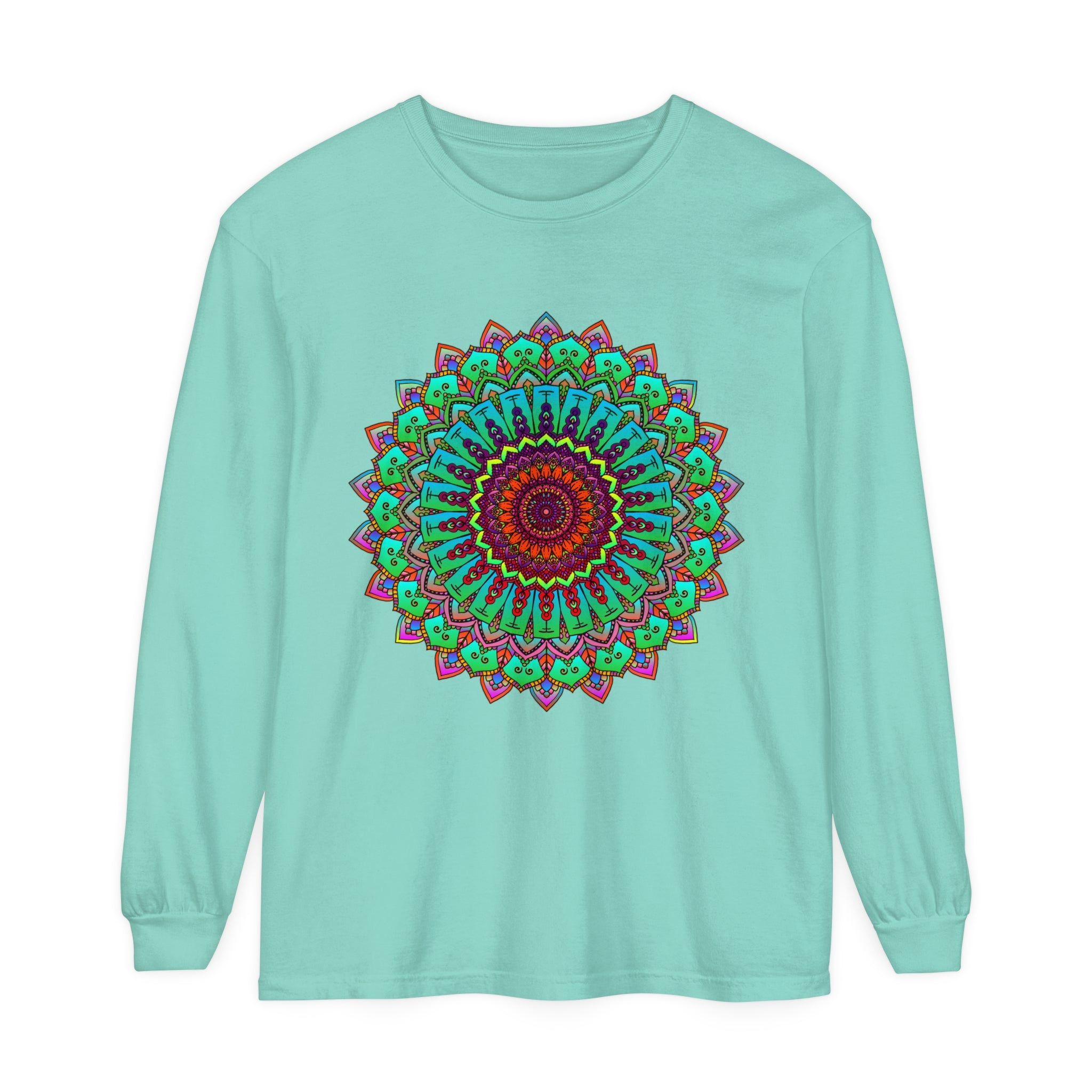 Vibrant Mandala Long Sleeve T-Shirt - Spiritual Art 17