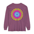 Colorful and intricate mandala design on a unisex long sleeve t-shirt