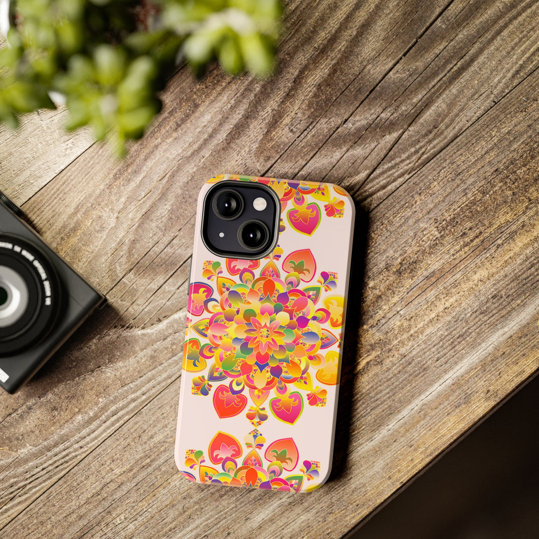 Hand drawn Mandala Art Phone Case featuring intricate, detailed design and vibrant colors for stylish mobile device protection