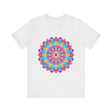 Vibrant and intricate psychedelic mandala design featured on a colorful t-shirt